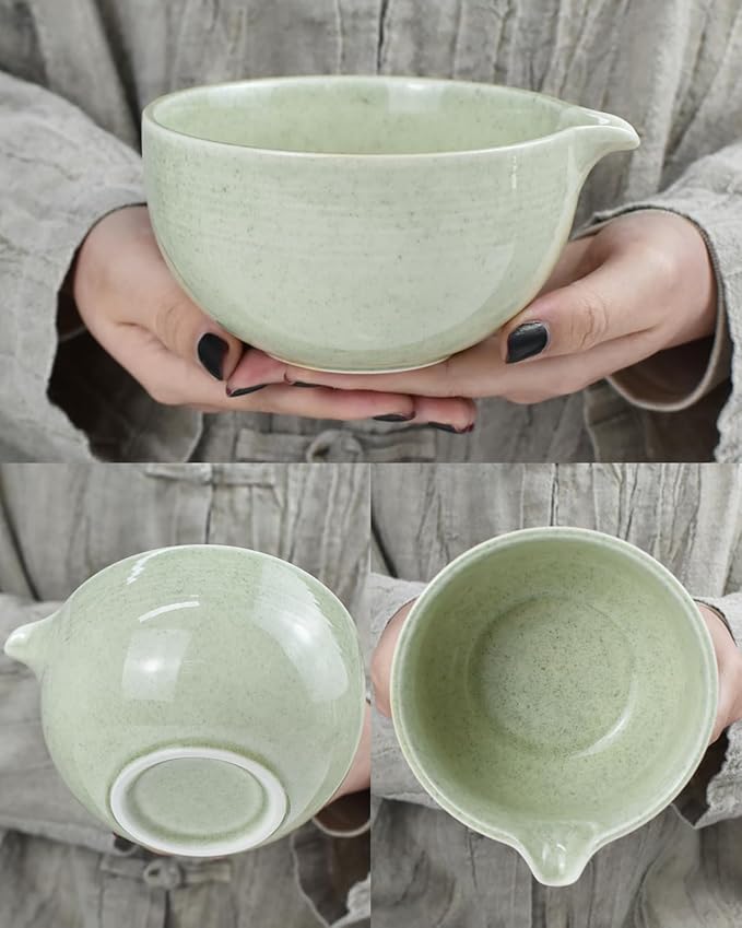 Artcome Premium Matcha Tea Set – 20.2oz Traditional Matcha Bowl with Pouring Spout, Bamboo Whisk, Whisk Holder, Tea Scoop & Matcha Tea Guide – Ideal for Ceremonial Use and Daily Enjoyment