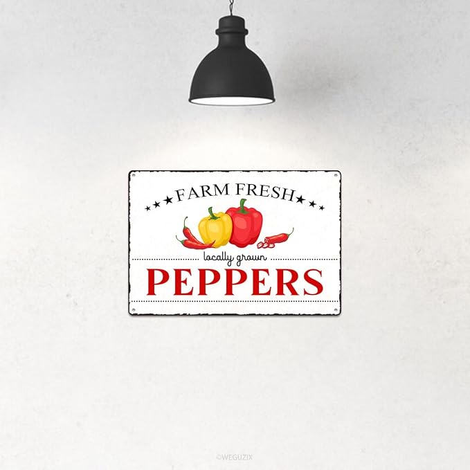 Vintage Peppers Metal Signs Wall Decor Funny Vegetables Art Poster Decorative for Home Farmhouse Kitchen Garden Cafe Bar Farm Porch Fence Yard 12X8 Inch Aluminium Hanging Plaque - Image 4