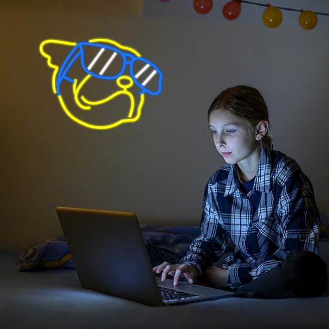 Dog Neon Signs for Wall Decor, Bulldog LED Neon Lights Signs Animal Neon Sign USB Powered Led Light Signs for Pet Shop Birthday Party Bedroom Decor Gifts for Children Kids Girl