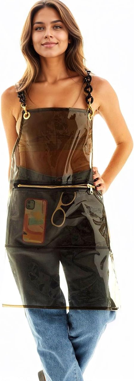 Hair Stylist Apron for Women - Waterproof Barber Nail Tech Apron Hairdresser Hairstylist Salon Aprons with Pocket by MIKIWELL