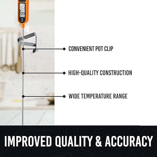 1/3pcs Candy Thermometer Digital Instant Read for Meat Kitchen Cooking Food Oil Deep Fry BBQ Grill Smoker (1, 14.4in)