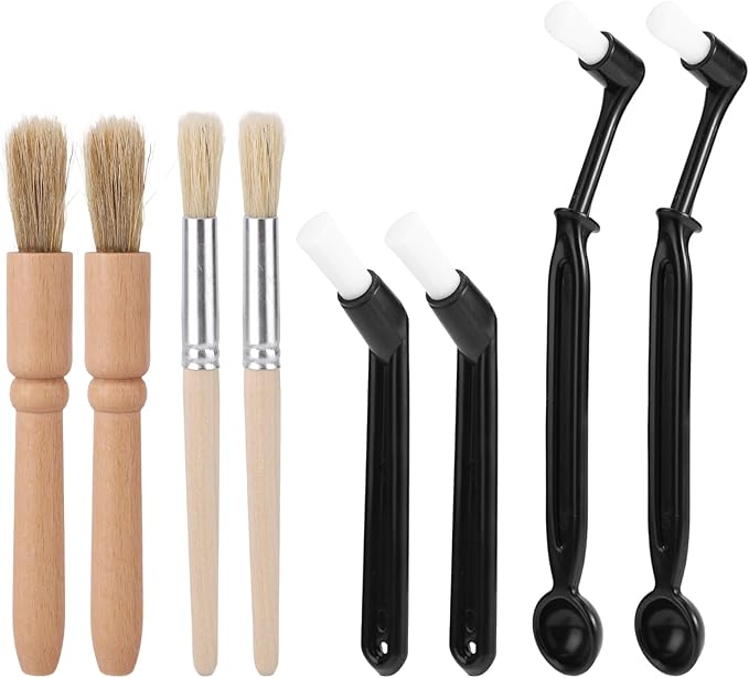 8pcs Coffee Cleaning Brush Set, Espresso Machine & Grinder Cleaning Brushes Long Handle Flexible Brush Cleaner and Scoop Tool for Clean Coffee Maker Grinder Brew Head and Barista Accessories