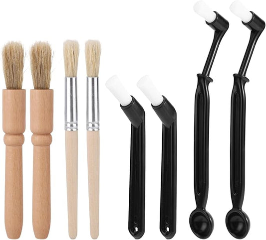 8pcs Coffee Cleaning Brush Set, Espresso Machine & Grinder Cleaning Brushes Long Handle Flexible Brush Cleaner and Scoop Tool for Clean Coffee Maker Grinder Brew Head and Barista Accessories