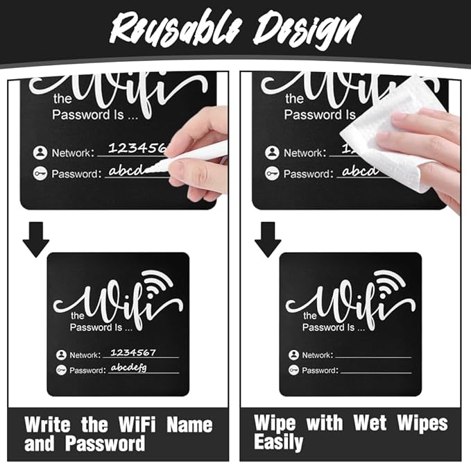 WiFi Password Sign Wooden WiFi Sign Wireless Network Sign Table Chalkboard for Restaurant Supermarket Office Home Bar Coffee (6.1" HX5.9 W Black2)