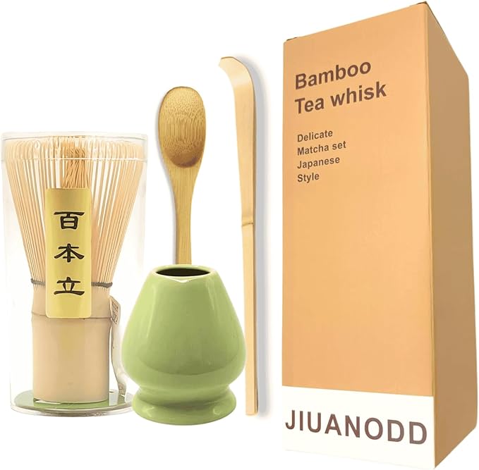 Matcha Whisk and Holder - Chasen, Bamboo Matcha Whisk Set and Stand, Tea Spoon, Scoop, Japanese Traditional Matcha Tea Whisk Tools, Ceremony Gift