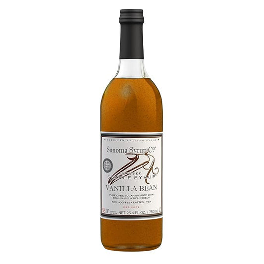 Sonoma Syrup Co. Vanilla Bean Infused Simple Syrup 25.4 fl oz | for Coffee, Tea, and Baking | Hand Crafted in the USA