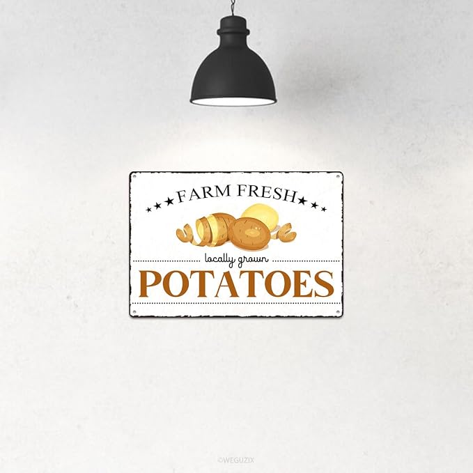 Vintage Potatoes Metal Signs Wall Decor Funny Vegetables Art Poster Decorative for Home Farmhouse Kitchen Garden Cafe Bar Farm Porch Fence Yard 12X8 Inch Aluminium Hanging Plaque - Image 4