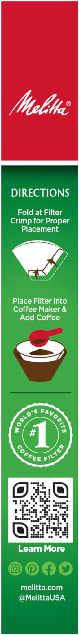 Melitta #4 Cone Coffee Filters, White, 40 Total Filters Count - Packaging May Vary