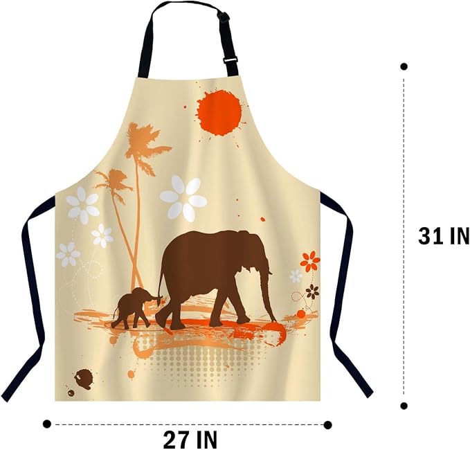 Family of Elephants Apron for Women Men, Adjustable Apron Cooking Kitchen Chef Apron for Home Kitchen, Baking Gardening BBQ, Coffee House, Restaurant - Image 2