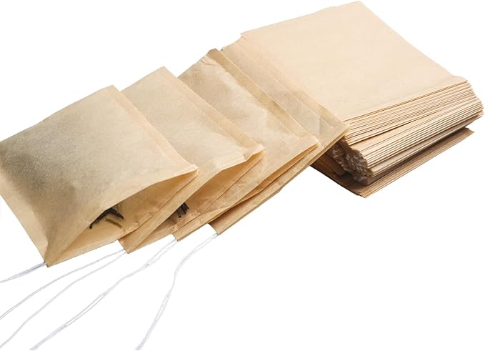 Eketirry 400pcs Disposable Tea Bags for Loose Tea, Empty Tea Bag with Wood Pulp Material, Unbleached Tea Filter Bag with Drawstring (Initial,3.15 x3.94 inch)