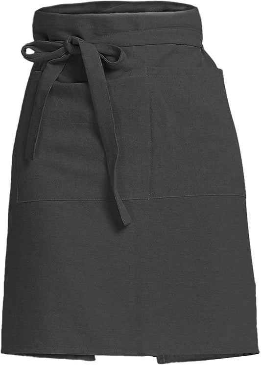 Cityelf Half Apron for Women Men Cotton Linen with 2 Large Pockets Waist Short Bistro Server Aprons Waiter Waitress Unisex by Cityelf