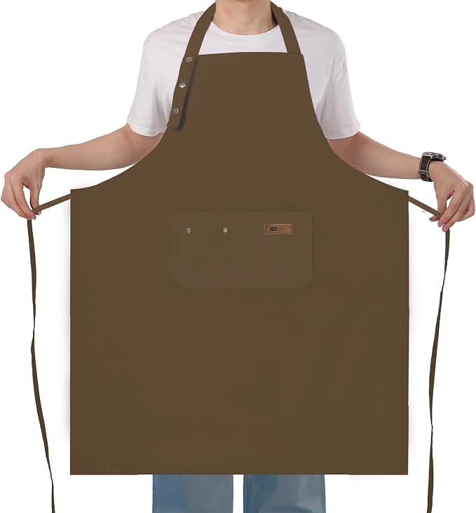 Yuubin Extra Large Aprons for Men Adjustable Button Apron with Pockets Chef Cooking Kitchen Aprons Women,Water&Oil Resistant by Unknown