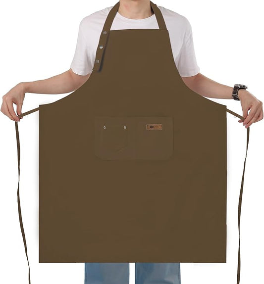 Yuubin Extra Large Aprons for Men Adjustable Button Apron with Pockets Chef Cooking Kitchen Aprons Women,Water&Oil Resistant by Unknown