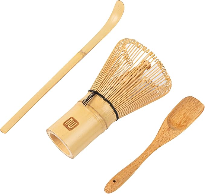 Restaurantware-Dojo Matcha Tea Whisk Set, 3-Piece Traditional Matcha Brush Set - Includes Whisk (Chasen), Scoop (Chashaku), And Spoon, Durable, Bamboo Matcha Making Set, Heat-Resistant, Sustainable