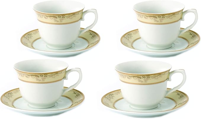Lorren Home 8oz. Tea/Coffee Set Service for 4-Gold Floral
