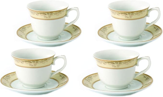 Lorren Home 8oz. Tea/Coffee Set Service for 4-Gold Floral