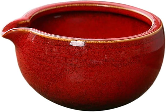 Sizikato Stoneware Porcelain Matcha Bowl with Spout, 5.2 Inch Vintage Ceramic Green Tea Bowl