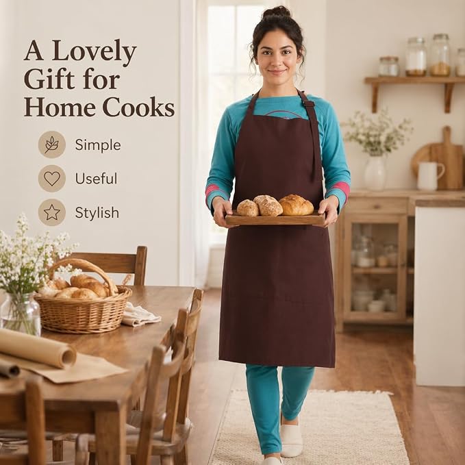 Chef Apron,Cotton Polyester Kitchen Apron with 2Pockets,Adjustable Stain Resistant for Cooking BBQ(1Pcs) - Image 9