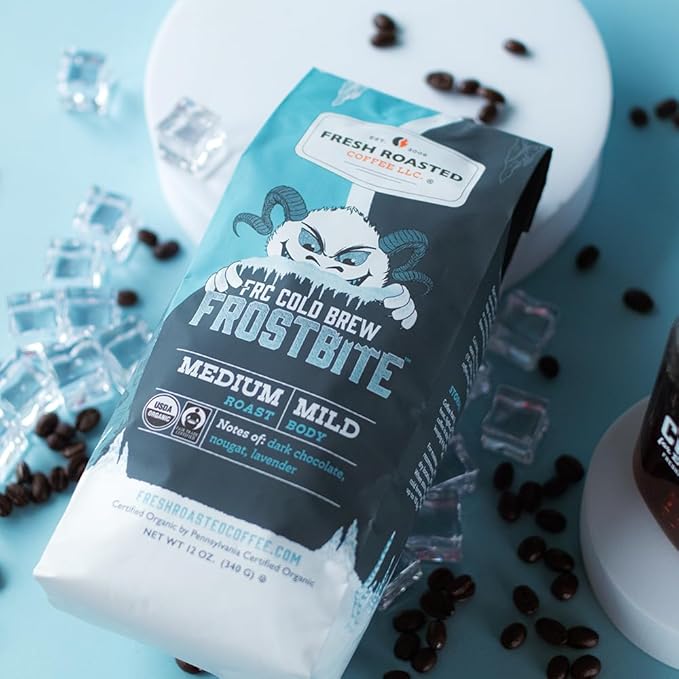 Fresh Roasted Coffee, Organic Frostbite Cold Brew | Mold & Myco 3rd Party Tested, USDA Organic, Kosher | Medium Roast | 12 oz Coarse Ground