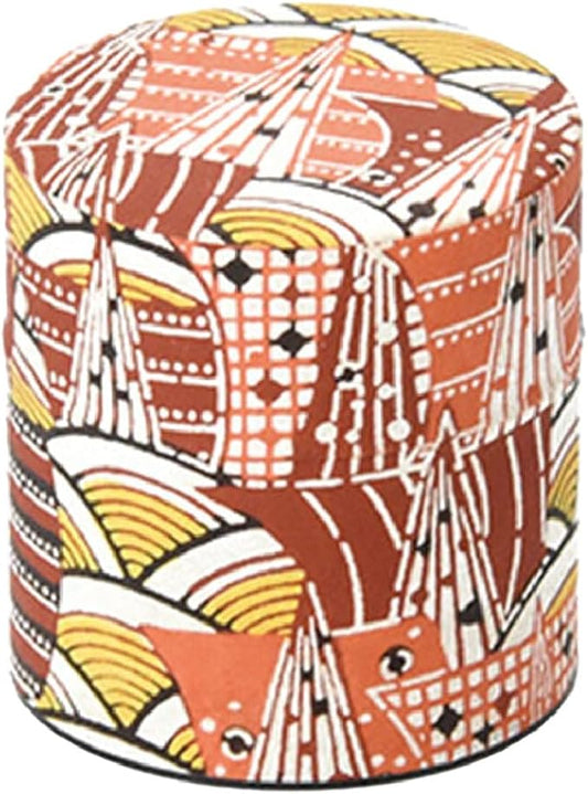 Japanese Pokkan Matcha Coffee Spice Tea Tin Canister Washi Paper Storage with Lid 7.05 oz Capacity (Modern Seigaiha, S)