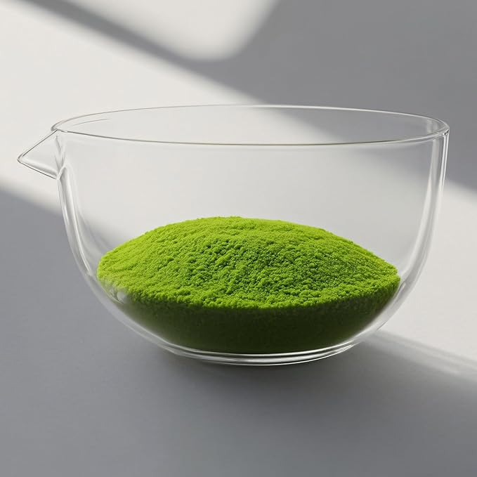 Glass Matcha Bowl With Spout,1 Pack Handmade Clear Glass Chawan Matcha Green Tea Whisk Bowls,Japanese Style Cute Salad Mixing Bowl Cup