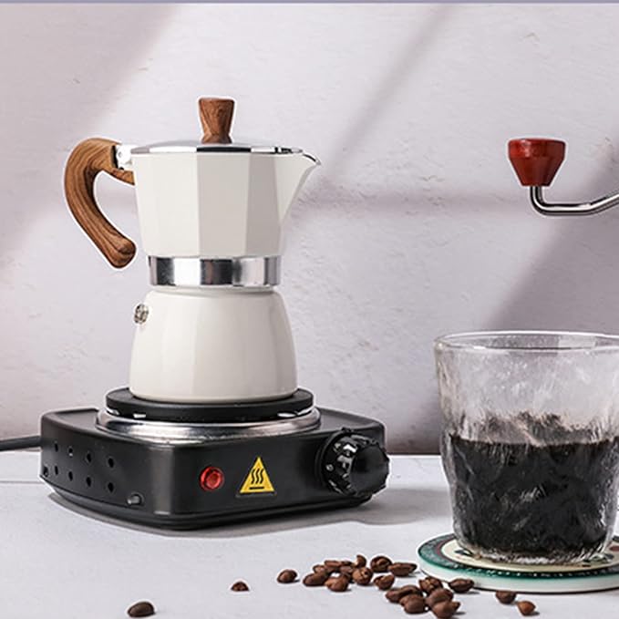 Coffee Pot, Moka Pot Italian Coffee Maker 3 cup/5 OZ Stovetop Espresso Maker for Gas or Electric Ceramic Stovetop Camping Manual Cuban Coffee Percolator for Cappuccino or Latte