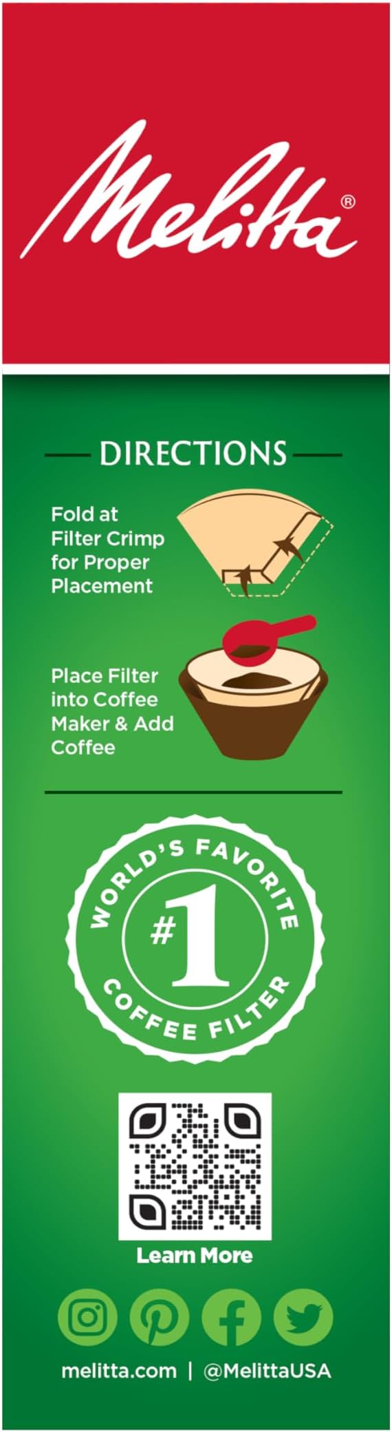 Melitta #4 Cone Coffee Filters, Natural Brown, 100 Count Filters - Fits all 8-12 Cup Cone Coffee Makers and Pour-Overs, Compostable, Tear-Resistant