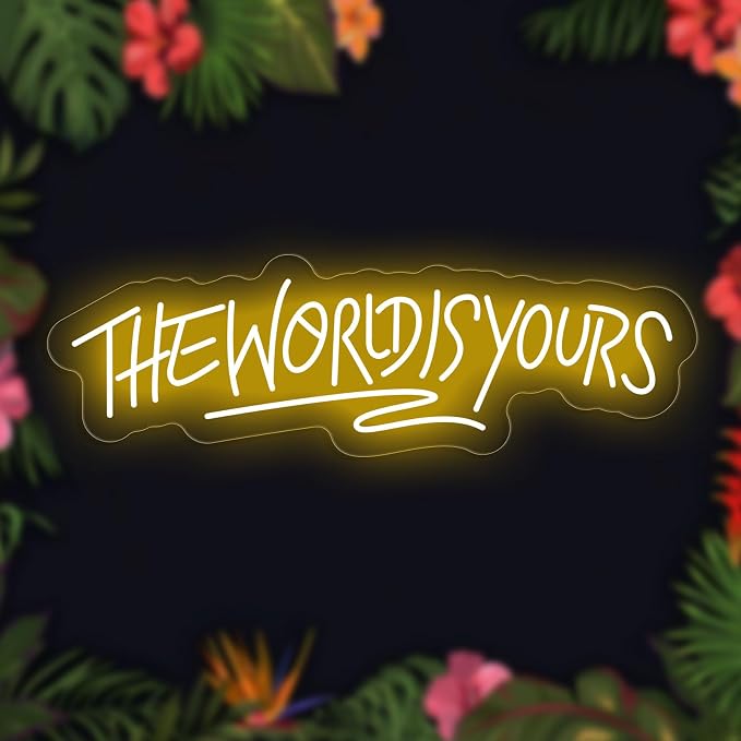 The World is Yours Neon Sign Dimmable World Yours LED Sign for Wall Decor USB Powered Neon Light for Man Cave Home Bar Bistro Club Cafe Wedding Game Room Birthday Gift Graduation Party by Unknown