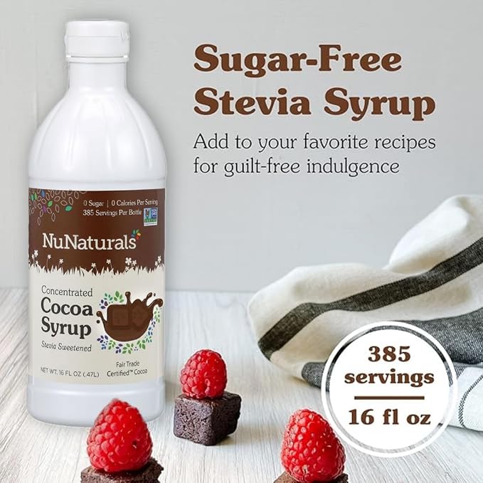 NuNaturals Stevia Syrup, Sugar-Free Sweetener, Plant-Based Sugar Substitute, Zero Calorie, Chocolate Flavor Syrup, 16 oz - Image 4
