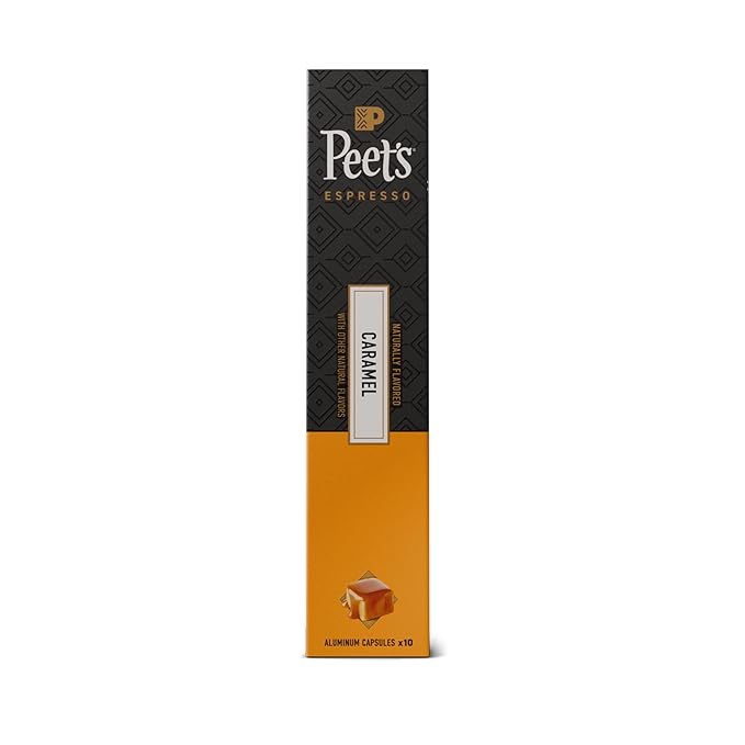 Peet's Coffee, Medium Roast Espresso Capsules, Compatible with Nespresso Original Machine - Caramel, 50 Count (5 Boxes of 10 Espresso Capsules)