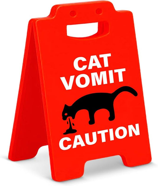 Funny Cat Vomit Caution Sign, Humor Desk Decor for Cat Lovers, Perfect Gag Gift for Pet Owners Friends, Cats Themed Home Office Decor by Unknown