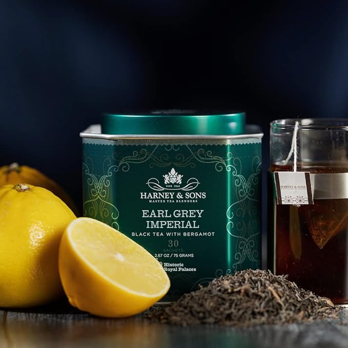 Harney & Sons HRP Earl Grey Tea, 30 Sachets, HRP Earl Grey Imperial (Tin Design May Vary)
