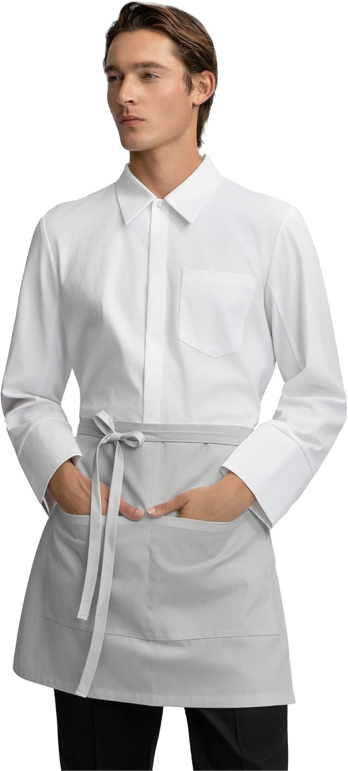 Chef Apron with 3 Pockets and Extra Ties | MJS polyester | Cotton-like feel | Fade & pill resistant | Extra-long ties | Machine washable | Unisex by Sheenfon