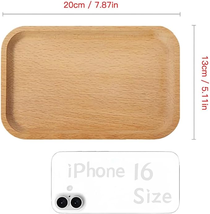 6 Pack 8 x 5 Inches Serving Platter Tray, Tray Cheese Plate Rectangular Platter for Fruit, Appetizer, Bread,Rectangular Avoid Sliding and Spilling Food (Wood Trays x 6Pack)