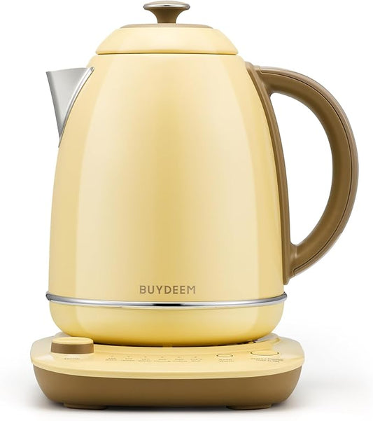 BUYDEEM K740 Electric Kettle with Temperature Control, 12H Keep Warm, Quick Boil, Stainless Steel Hot Water Boiler for Tea Coffee Milk, 1.7L, Mellow Yellow