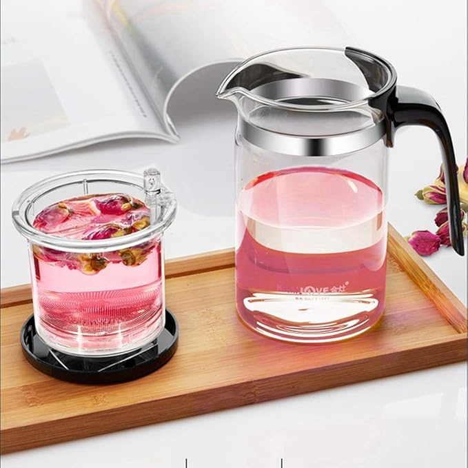 Kamjove Tea Pot Detachable Filter Glass Tea Pot 500ML，16.9OZ Borosilicate Heat Resistant Teapot