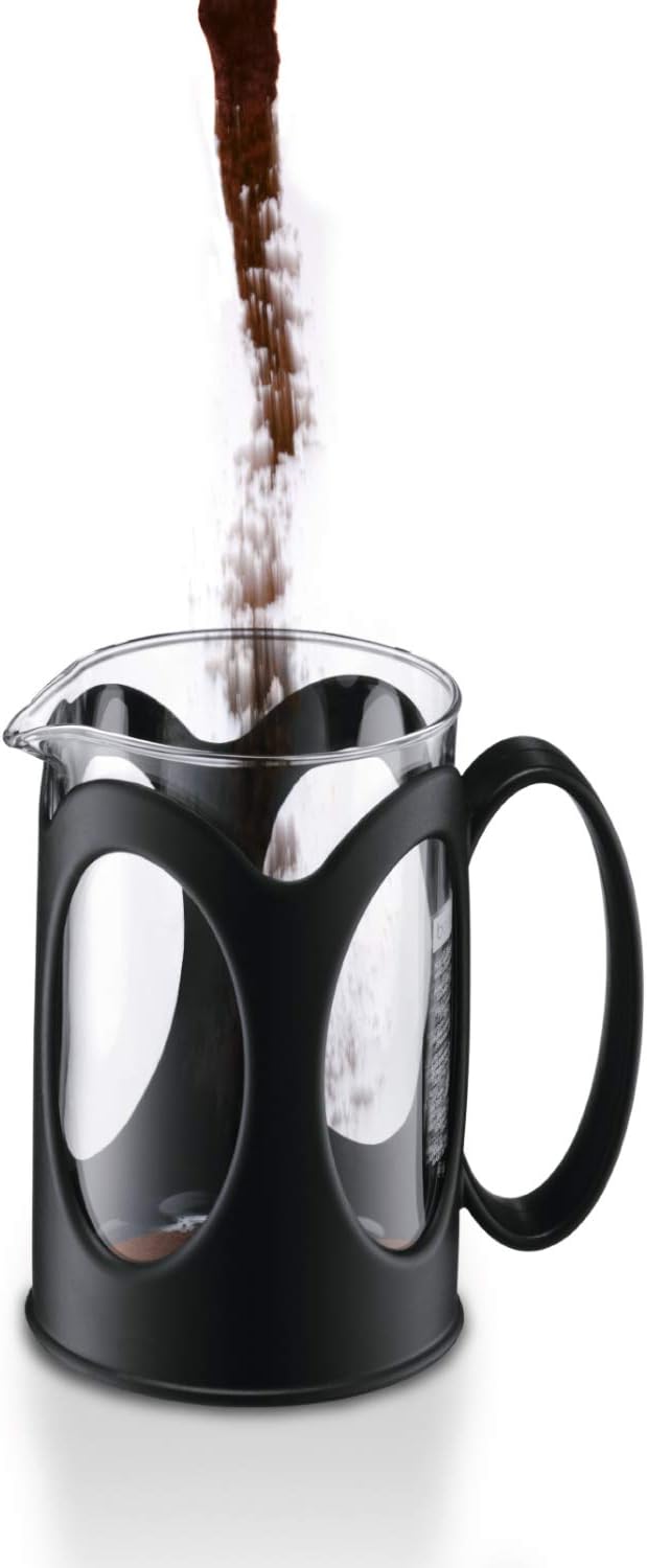 BODUM 10683-01 Kenya French Press Coffee Maker, Borosilicate Glass - 4-Cup (0.5 L), Black