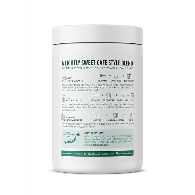 Jade Leaf Matcha Organic Matcha Latte Mix - Bulk Value Size - Lightly Sweet Japanese Matcha Green Tea Powder with Organic Cane Sugar for Café Style Blend, 17.6 Ounce / 500g (Pack of 1)
