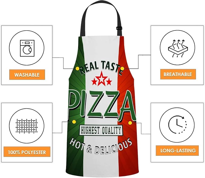 Pizza Poster Bib Apron with Adjustable Neck for Men Women,Suitable for Kitchen Cooking Chef Grill Bistro BBQ Apron - Image 4
