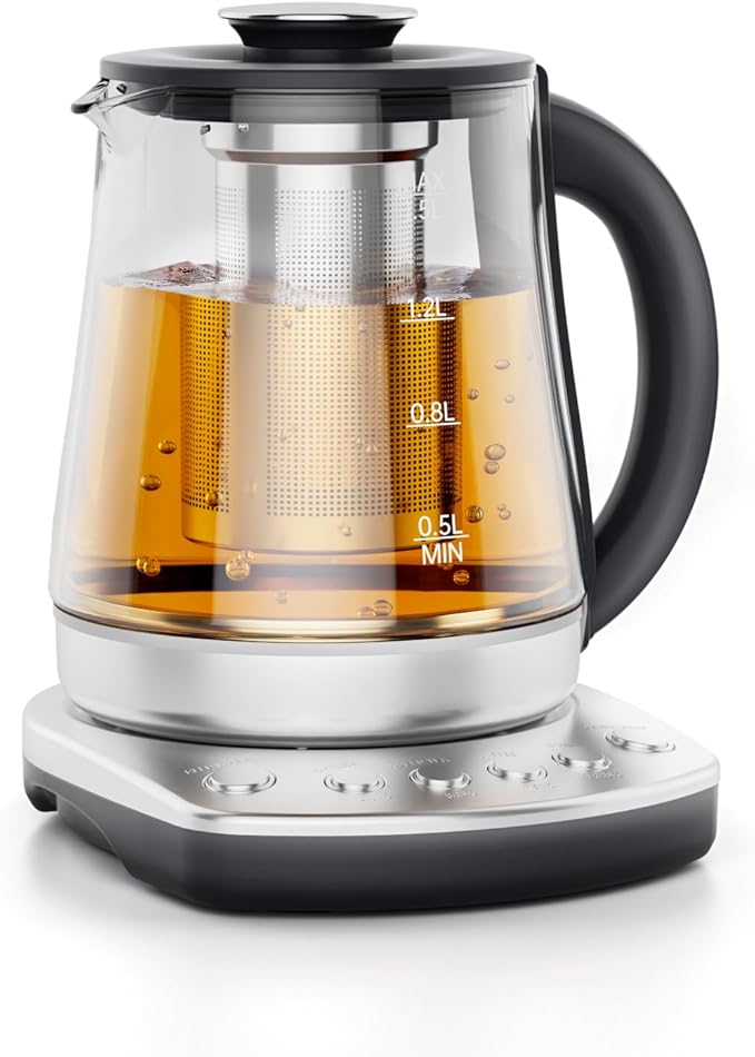 olayks Electric Kettle with Infuser, Hot Water Kettle Electric Tea Kettle with Temperature Control, 2H Keep Warm, 1200W Fast Heating for Boiling Water Tea Coffee, 1.5L