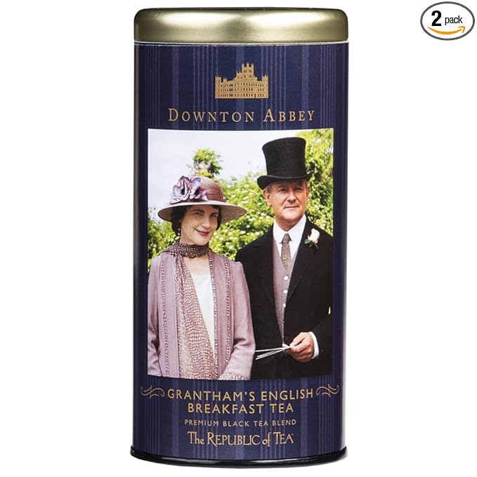 The Republic of Tea: Downton Grantham English Breakfast Black Tea, 36 Tea Bags Tin (Pack of 2)