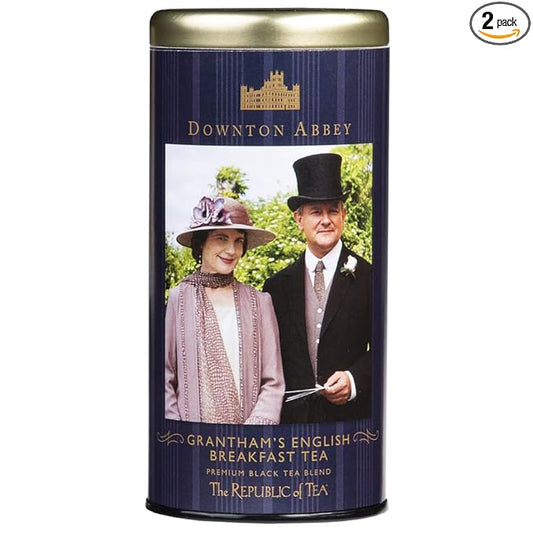 The Republic of Tea: Downton Grantham English Breakfast Black Tea, 36 Tea Bags Tin (Pack of 2)