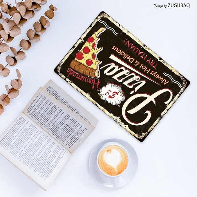 Pizza Tin Signs Vintage Metal Sign Funny Food Art Printing Poster Wall Decor for Home Kitchen Bar Restaurant Cafe Pub Indoor Outdoor 12x8 Inch Hanging Plaque - Image 4