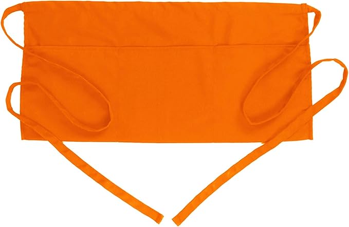 BOHARERS Waist Apron with 3 Pockets - Orange Waitress Waiter Server Short Apron