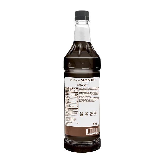 Monin - Black Sugar Syrup, Versatile Flavor, Natural Flavors, Great for Coffees, Cocktails, Shakes, and Kids Drinks, Non-GMO, Gluten-Free (1 Liter) - Image 3