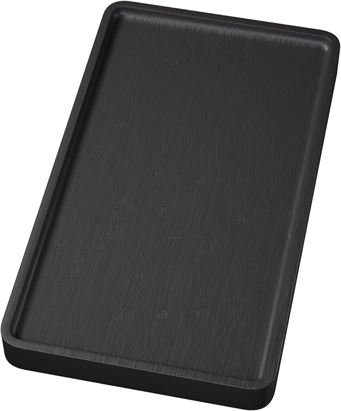 Bamboo Serving Tray,13.8x7.9 Inch Decorative Trays Platter for Coffee Table,Living Room,Bar,Party,Mini Charcuterie Boards Cheese Board,Home Decor（Black）