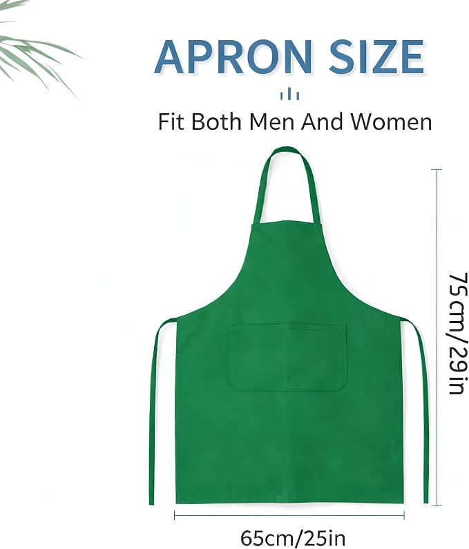 8 Pack Aprons Bulk with Pockets, Unisex Apron with Extra Long Ties for Chef, Cooking Classes, Painting, BBQ - Image 2