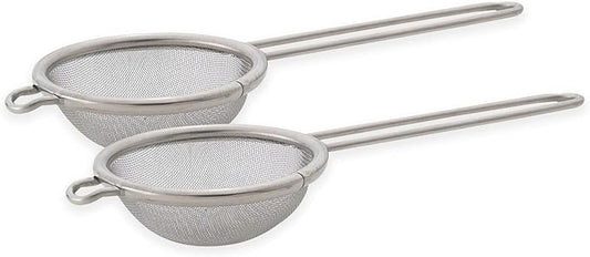 HIC Kitchen Fine Mesh Tea Strainer With Helper Handle, 18/8 Stainless Steel, 2.75-Inch, For Sifting, Straining, And Brewing Tea, Coffee, Or Cocktails, Set of 2