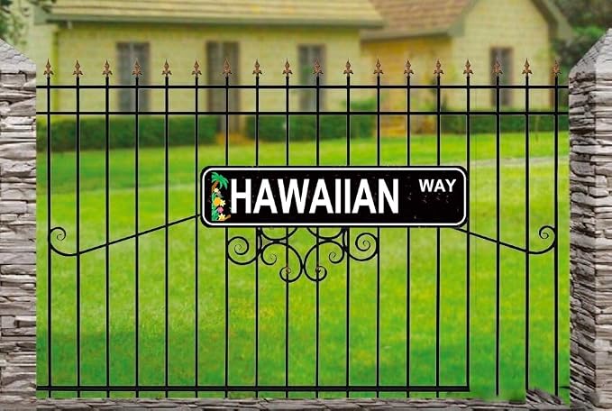 Hawaiian Way Sign - Tropical Island Style Metal Wall Art - 16x4 Inch Beach House Decor for Home, Bar or Patio, Rustic Hawaiian Street Sign - Image 3