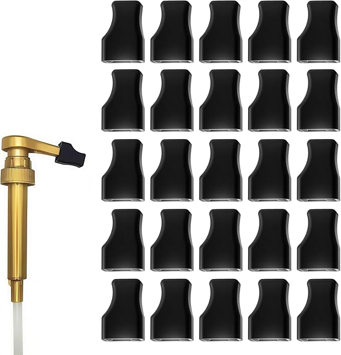 25 Pcs Coffee Syrup Pump Tip Covers Black Rubber Seal Caps for Coffee Syrup Bottles Fits Most Pump Tips, Keep Sugar Condiments Olive Clean Preserved for Barista, Café, Home Use by Unknown